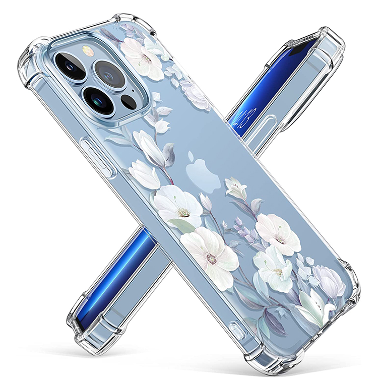 New 3D Painting Flower Custom Print Women Personalized TPU PC Hybrid Shockproof Phone Case For iPhone 14 13 Pro Max Clear Case