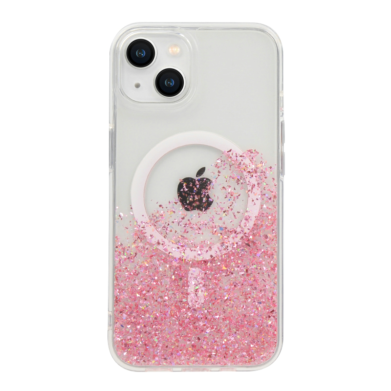 Luxury Transparent TPU Pink Epoxy MagSafes Phone Case for iPhone 14 Pro Max