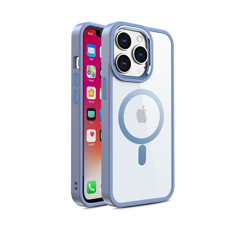 LIEKO 14 Pro Max Case For iPhone Transparent TPU PC Magsafe Phone Case Metal Button And Camera Surround Case For iPhone 14 13 12 11