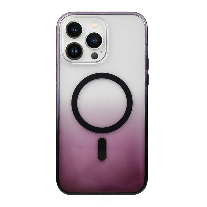 High Crystal Clear Grandiente Purple Uv Printing Anti Yellow 1:1 Original Magsafes Phone Case