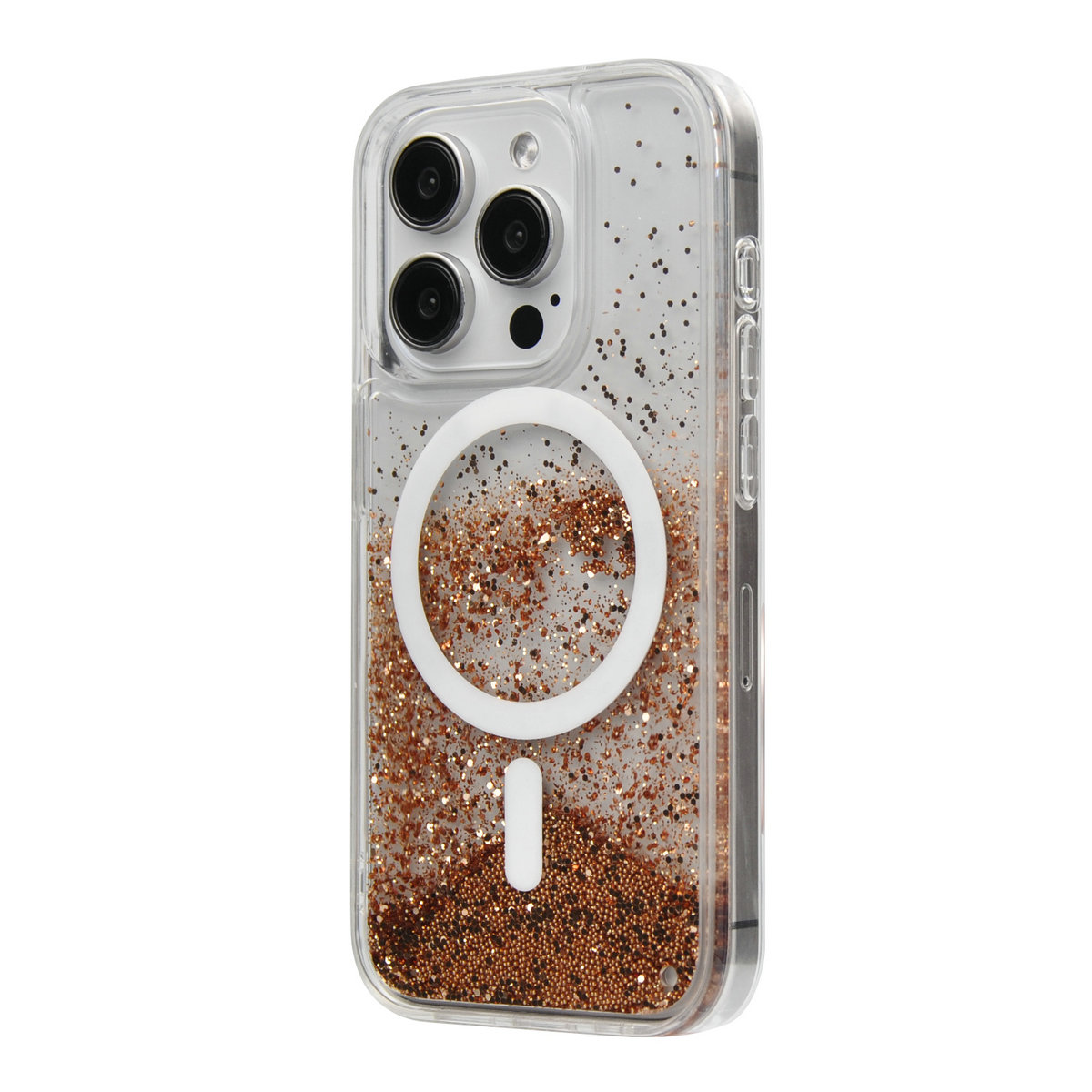 Newest Bling Glitter Quicksand Liquid PC+TPU Hybrid Transparent Folding Magnetic Anti Shock Phone Case for iPhone 15 Pro Max